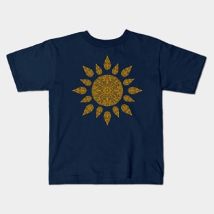 Marigold and Indigo Sun Mandala Kids T-Shirt